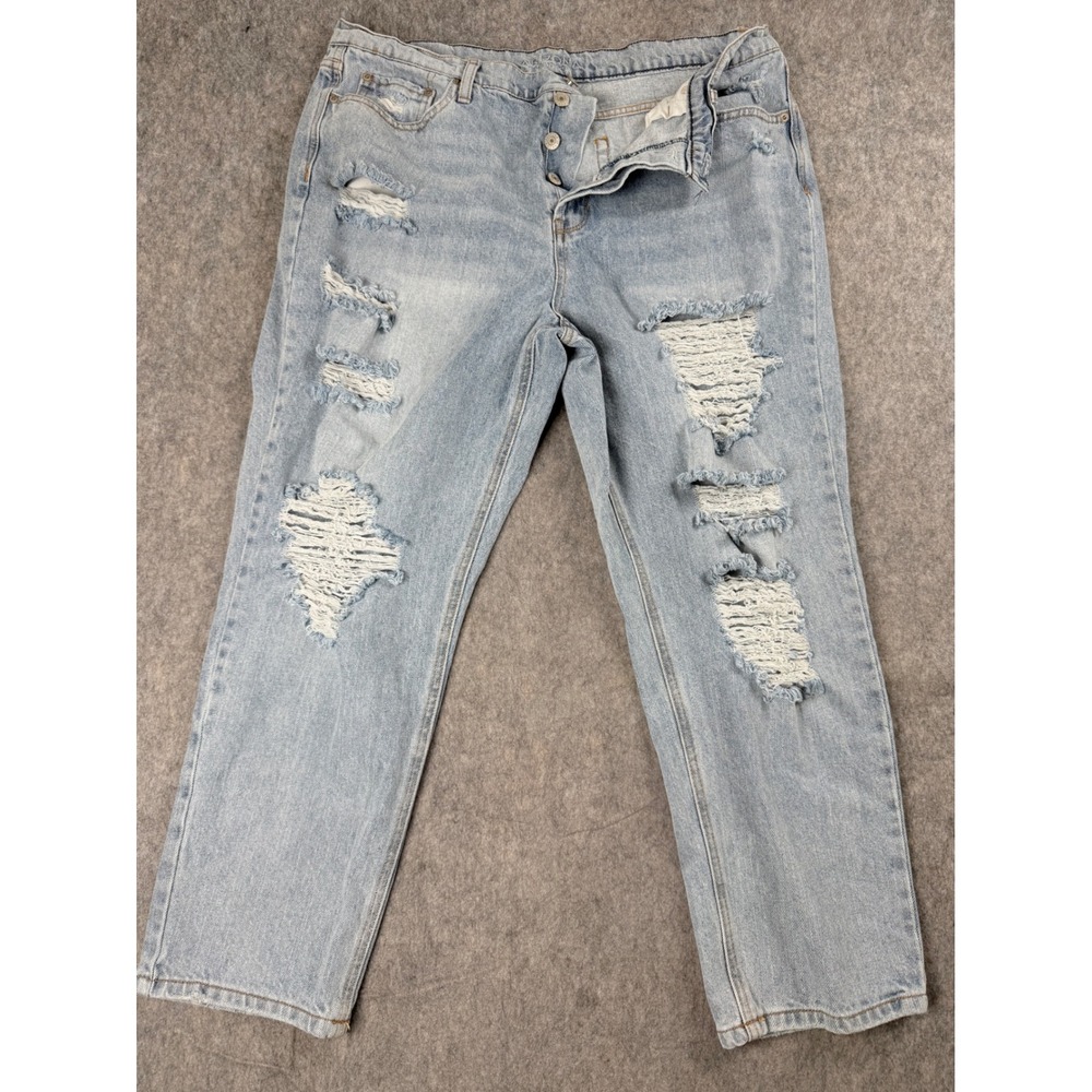Arizona Distressed Jeans Womens 17 Blue Cotton Straight Ripped Grunge Y2K Boho